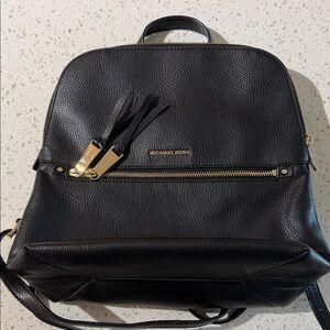 Michael Kors Black Pebbled Leather Backpack